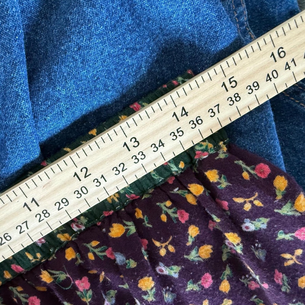 Vtg Boho Maxi Skirt Tiered Patchwork Floral Cottagecore Prairie Young Threads XL - Picture 8 of 9